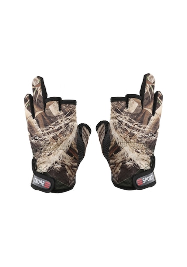 Springsun Fishing Gloves, Quick-drying, Anti-slip, Breathable, Half-finger Design, For Outdoor Fishing, Lure Fishing, Comfortable Grip, Wholesale, Cross-border Camouflage, 1 Pair