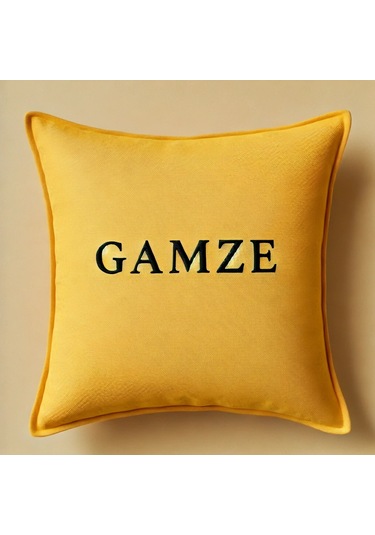 Br Demor Home Kişiye Özel Nakışlı Soft Series Acem Lale Sarısı Kırlent, Yastık Kılıfı Acem Lale Sarısı