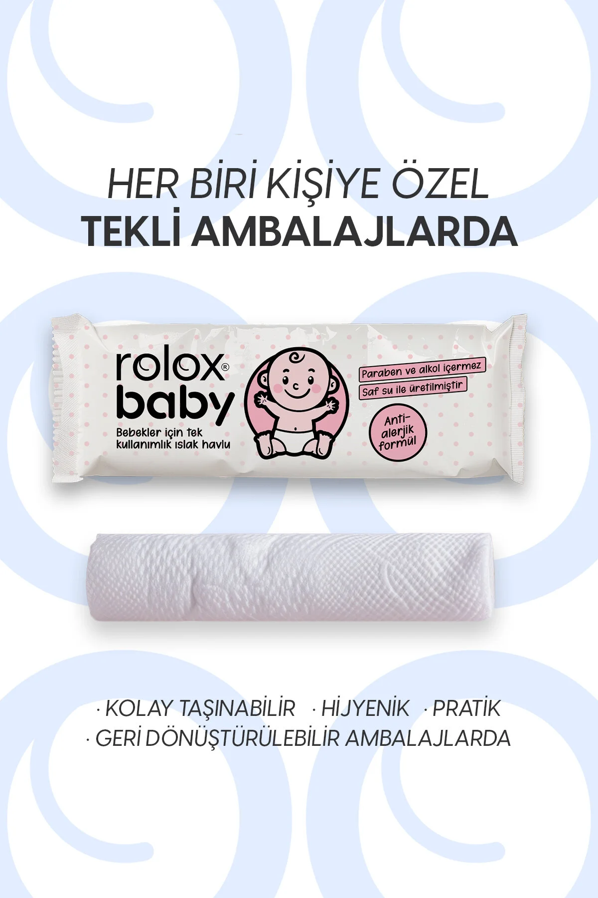 Rolox Baby - Bebekler İçin Tek Kullanımlık Islak Havlu Islak Mendil 50 Adet