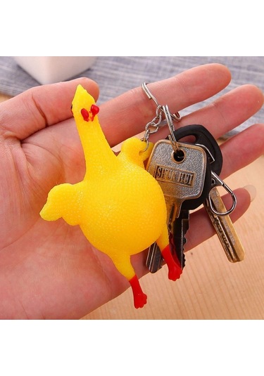 Yumurtlayan Eğlenceli Tavuk Anahtarlık 5224 Çok Renkli