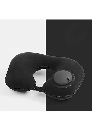 Trendooze Sunshine022 Siyah Şişme Boyun Yastığı Hafif Taşınabilir Otomatik Şişme Ofis Kullanımı Siyah