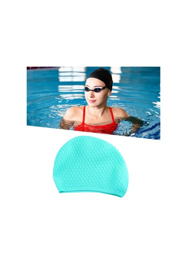 Suntek Silikon Yüzme Bonesi Saf Renk Kadın Erkek Kız Uzun Mavi