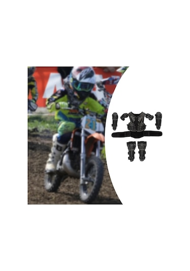 Suntek Çocuklar İçin Motosiklet Zırh Takım Diz Dirsek Göğüs Sırt Koruyucu Pedleri Siyah