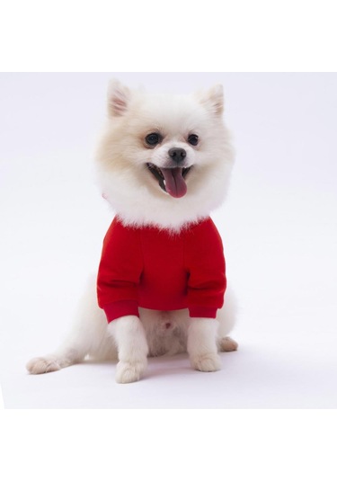 Kırmızı Kanguru Cepli Kedi-köpek Hoodie- Sweatshirt Kedi Köpek Kıyafeti