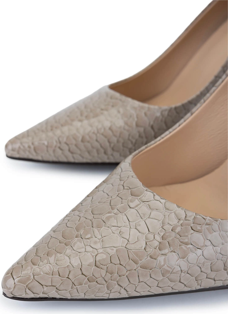 Tamer Tanca Kadın Suni Deri Nude Topuklu Ayakkabı 1160 26598 Bn Ayk Sk25-26 Nude Kroko Nude