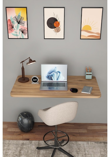 Katlanabilir Duvara Monte Masa - 50x90 Cm Ofis, Ev Çalışma Masası Atlantik Çam