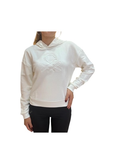 Benetton Kadın Sweatshirt Beyaz