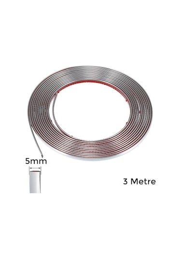 Yapışkanlı Nikelaj Şerit Bant Çıta 5mm 3 Metre Krom