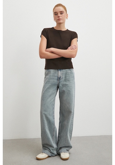 Yüksek Bel Relaxed Fit Jean Mavi Mavi