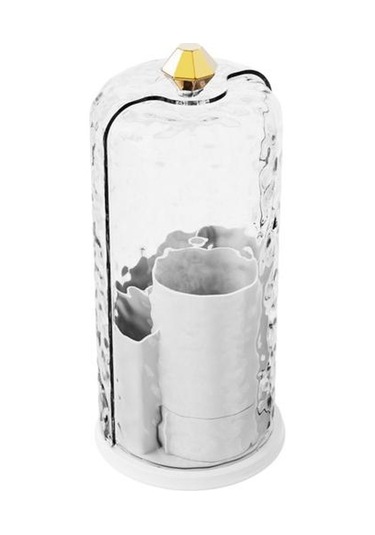 Şeffaf Kapaklı Makyaj Fırçası Saklama Kutusu Büyük Kapasiteli 360 Derece Dönen Makyaj Fırçası Şeffaf