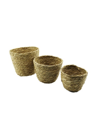 3 Boy Yuvarlak Hasır Organizer Sepet Ç: 15-18-20cm - Y: 11-14-16c Çok Renkli