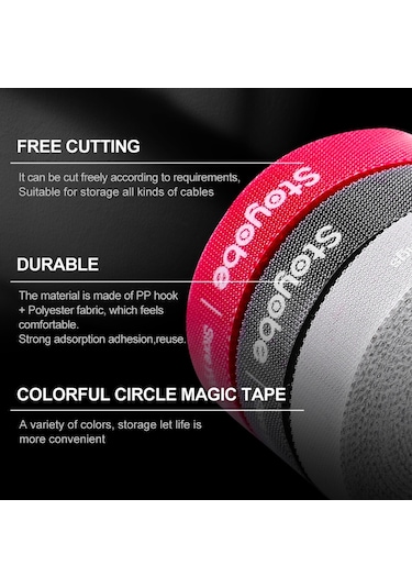 Dux Duıcs Stoyobe Kablo Düzenleyici Yapışkanlı Cırt Bant 3m Siyah