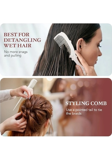 Willowhaven 4 Adet Vintage Saç Bakım Seti - Altın Ayna Saç Masajı Ve Fırça Hediyelik Altın