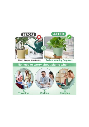Ulzyvf Yeşil Sulama Saksıları, Paket Otomatik Kapalı İnç İçin Bitkiler 6.5 Vi