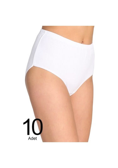 Bonbonetti Kadın Beyaz 10'Lu Paket  Pamuklu Ribana Bato  Beyaz Kadın Külot Beyaz