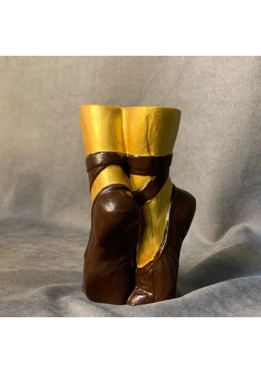 Uretti - Ayşe 7362 - El Yapımı Kahverengi Balerin Ayakkabısı Dekoratif Biblo / Vazo - 10 X 16 Cm 1 Adet