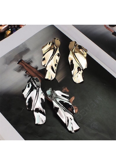 Moda Metal Demir Geometrik Saplama Küpe Düzensiz Metal Payet Küpe Gümüş