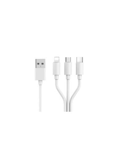 3 Ü 1 Arada Şarj Kablosu 30 Cm 3.1a Hızlı Şarj, Lightning + Micro Usb + Type-c