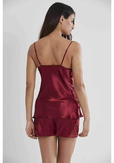 Pierre Cardin 425 Saten Şort Takım Bordo 001