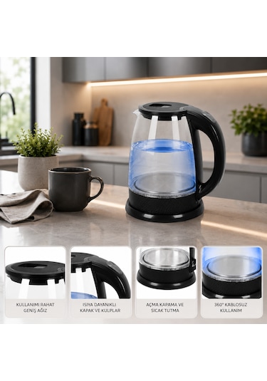 Teba TH-120GK 1.8 L Cam Su Isıtıcı / Kettle