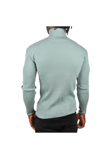 Deepsea Erkek Su Yeşili İnce Fitilli Tam Boğazlı Balıkçı Yaka Tüylenmeyen Triko Kazak 2505498 Su Yeşili