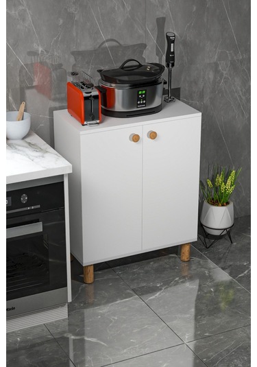 Bohem 2 Kapaklı 3 Raflı Çok Amaçlı Ayakkabılık, Erzak Dolabı - 2 / Beyaz Beyaz