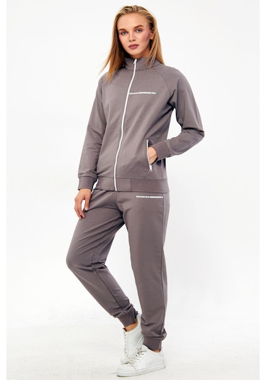Trendhill Vizon Kadın İkiiplik Büyük Beden Eşofman Takım Edy5532v Vizon
