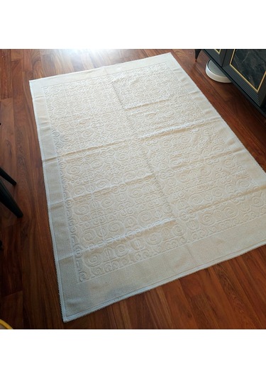 Pamuklu Bukle Lüks Kilim 80x150 -spiral Krem Krem