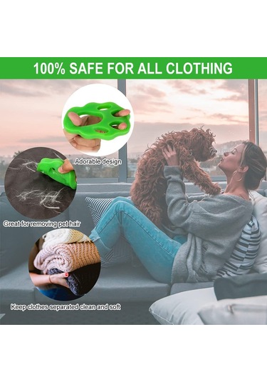 Springsun 4'lü Yıkayıcı Kedi Köpek Tüy Toplayıcı - Yeniden Kullanılabilir Çamaşır Makinesi Tüy Tutucu Turuncu - Yeşil