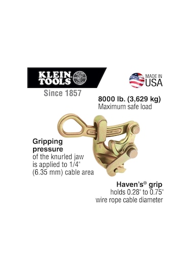 Klein Tools Haven's Grip/halat Çekme Kelepçesi, Tel Çekme Aleti,