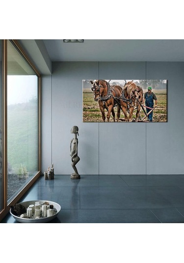 Atlar Ve Tarla Kanvas Tablo
