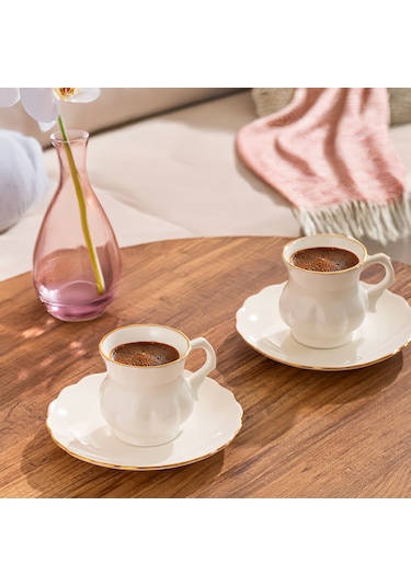 Perotti 4311 Emery 12 Parça Yaldızlı Porselen Kahve Fincan Takımı