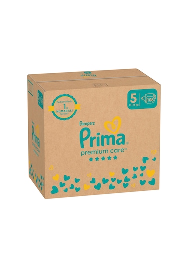 Prima Bebek Bezi Premium Care 5 Beden Aylık Fırsat Paketi 108 Adet