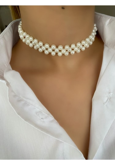 Inci Tasarım Choker Kolye/Inci Kolye 16527186 Beyaz