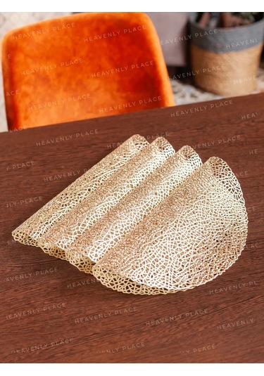 Heavenly Place Masanız İçin Yuvarlak Mutfak Peçeteleri, 4 Adet 224636669 Altın Rengi