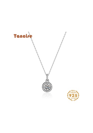 Tancise S925 Ayar Gümüş Mozanit Lüks Kişilik Kolye Kolye Kadın Klasik Gelgit Kolye Kolye Parti Hediye Gümüş