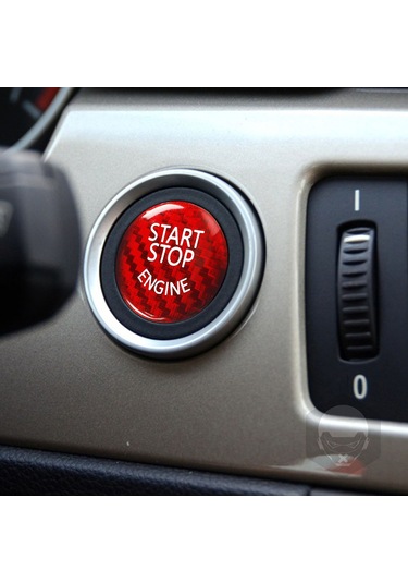 Monyee Bmw E Chassis Motor Başlatma Düğmesi - Kırmızı Karbon Fiber Kaplama, Dayanıklı, Kolay Kurulum, İç Dekorasyonu Geliştirir