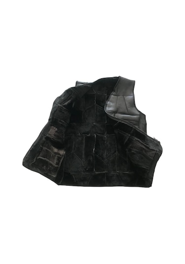 Patchwork Kürk-Süet Gerçek Deri Erkek Yelek