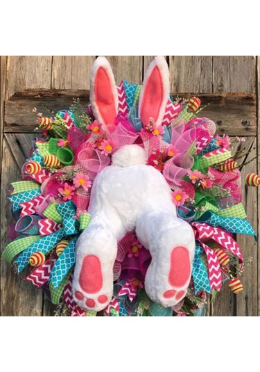 Geeroyoo Paskalya Tavşanlı Renkli Çelenk, Ev Ve Parti Dekorasyonu İçin İdeal Bahar Süsü