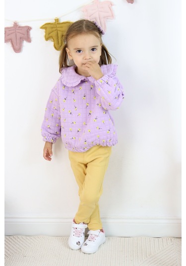 Harika Kids Kız Çocuk Orta Kalınlıkta Taytlı Takım Lila