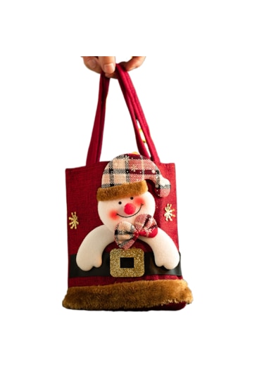 Noel Arifesi Çocuklara Küçük El Tipi Hediye Çantası-kardan Adam
