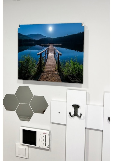 No77decor Sigorta Saklama Kutusu Aynı Zamanda Ay Işığı Göl Manzaralı Tablo