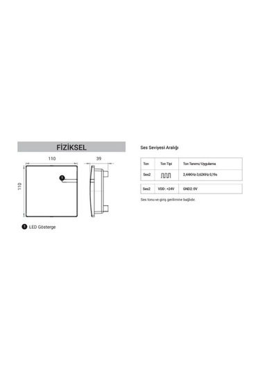 Eds Ecsı20 Dahili Yangın Sireni 1 Led Gösterge