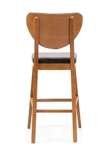 Olivya Ahşap Bar Sandalyesi Gri