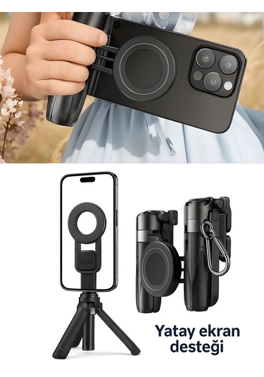 Magsafe Mıknatıslı 41.5 Cm 360 Ayarlanabilir Bluetooth Alüminyum Telefon Tripod Android İos