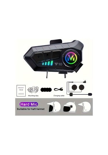 Y10 1000mah Motosiklet Kask Kulaklığı Sesli Kontro Kablosuz Eller Açık Konuşan Kulaklık Ahizesiz Çağrı Müzik Kulaklık Sert İşaret Alıntı Sözcük