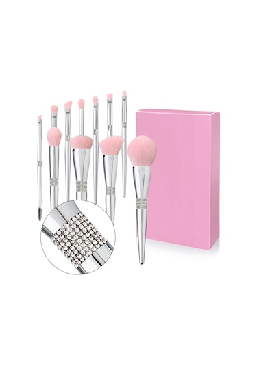 Moveevo 11 Adet Makyaj Fırçası Seti Taşınabilir Küçük Set Fırçalar Başlangıç Pudra Göz Farı Fırçaları