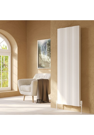 Lojimax Alüminyum Çift Panel Dikey Radyatör Amazonite Double 1800x204mm 2 Dilim Dokulu Beyaz 931 W Yüksek Isıl Güç