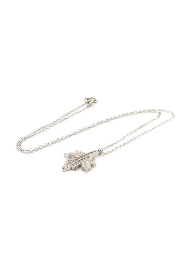 Çinar Yaprak Beyaz Zirkon Taşli Kadin Kolye Zincir Q0325 Gümüş