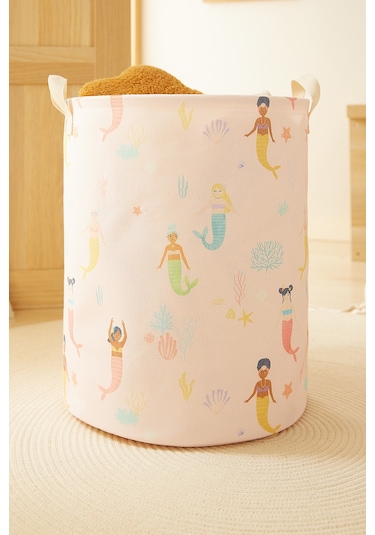 Home Wave Çocuk Odası Deniz Kızı Desenli Oyuncak Sepeti 33 x 40 cm